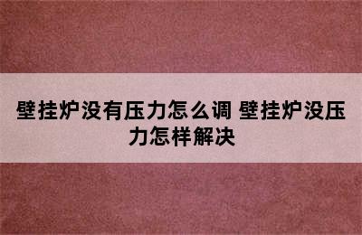 壁挂炉没有压力怎么调 壁挂炉没压力怎样解决